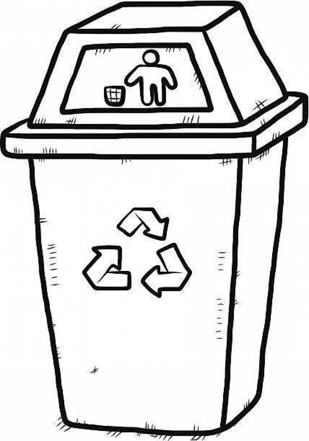 Playful trash can coloring page