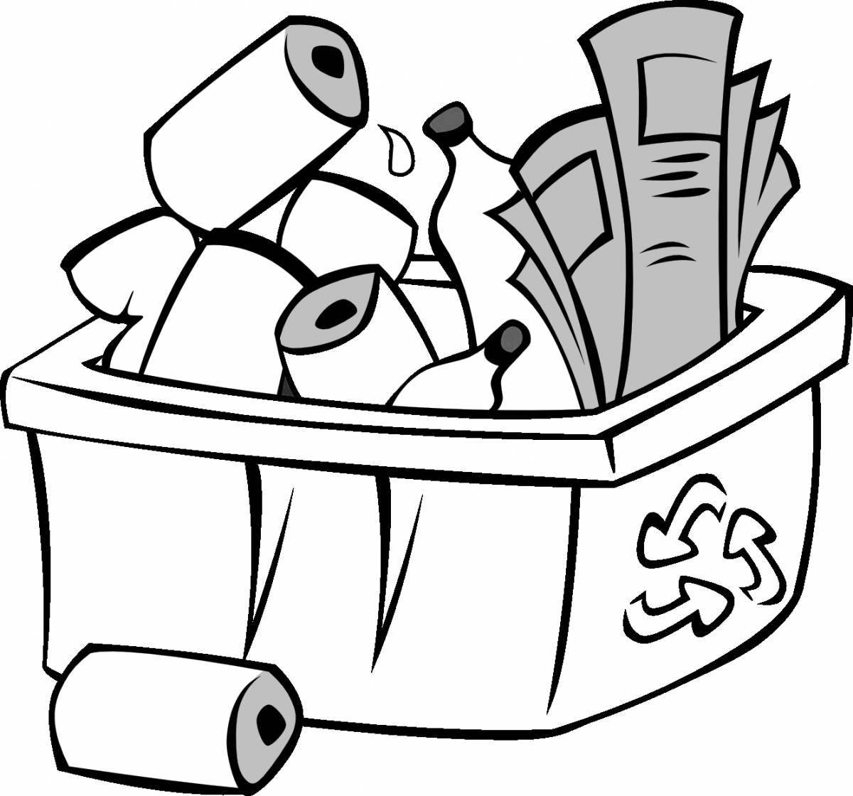 Glowing trash can coloring page