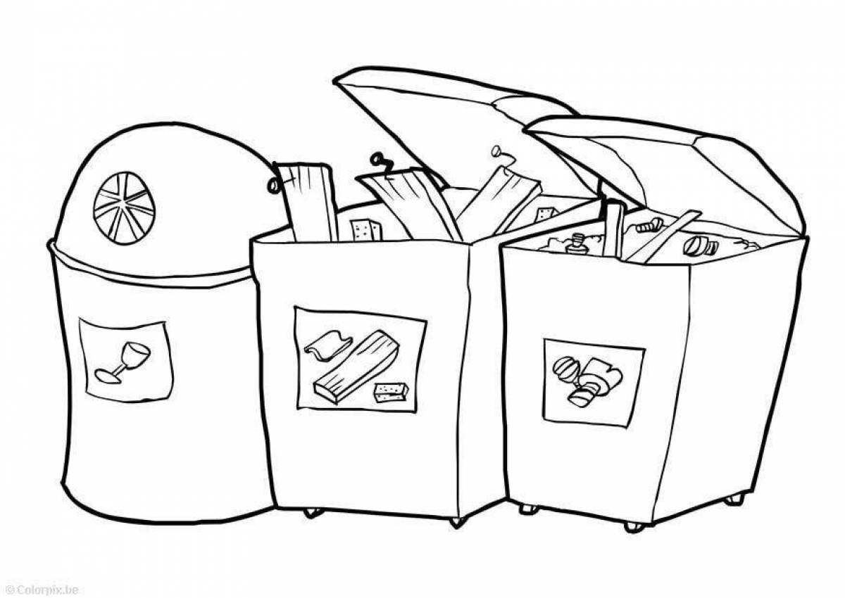Glittering trash can coloring page