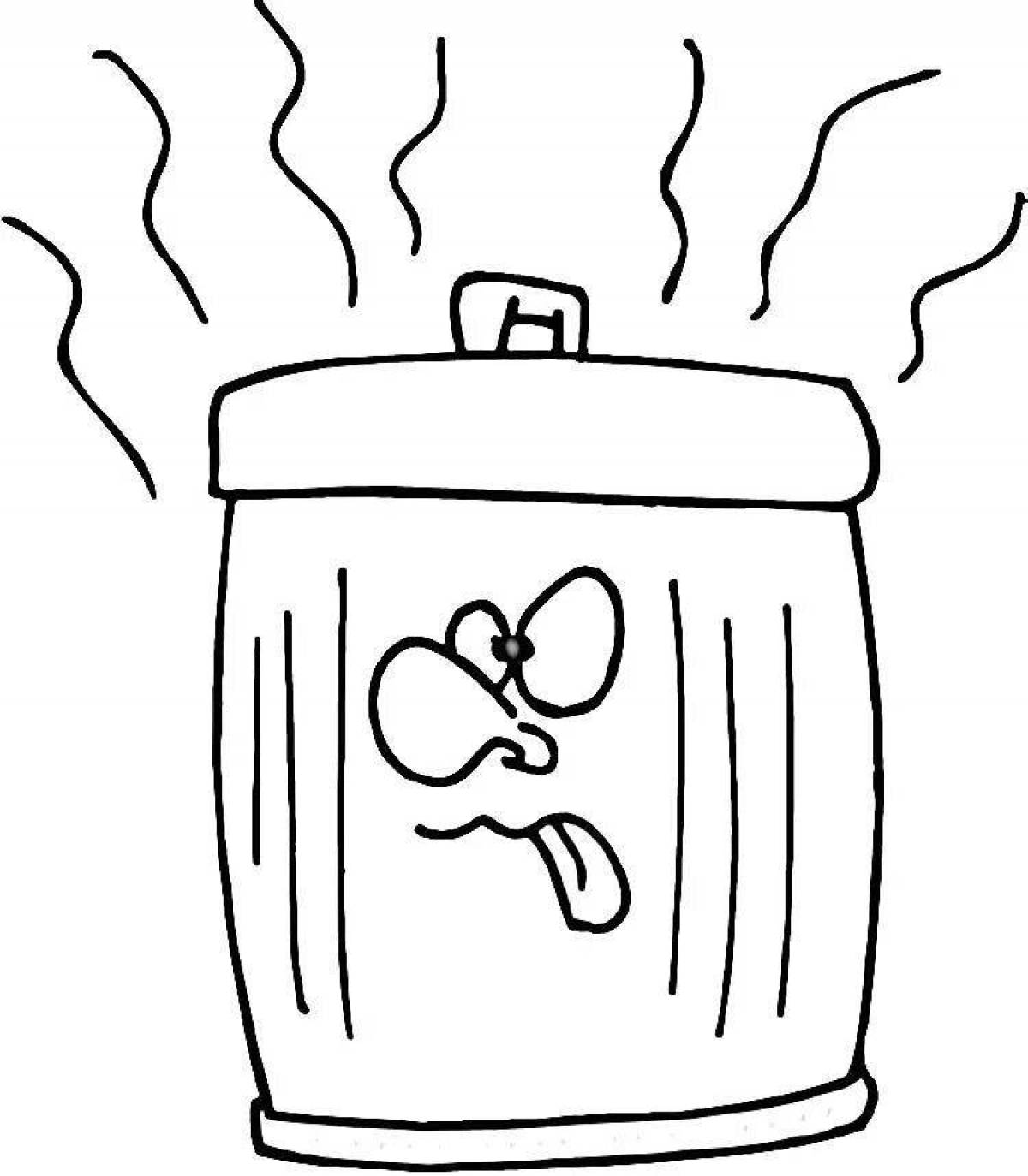 Witty trash can coloring page