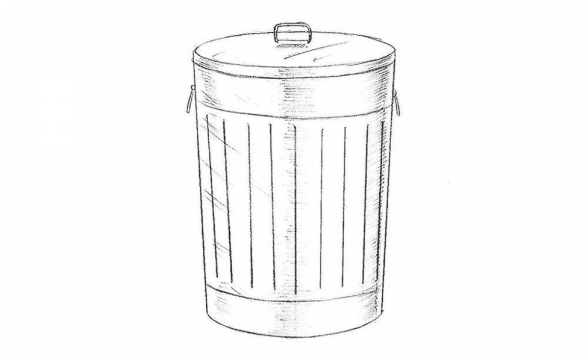 Gorgeous trash can coloring page
