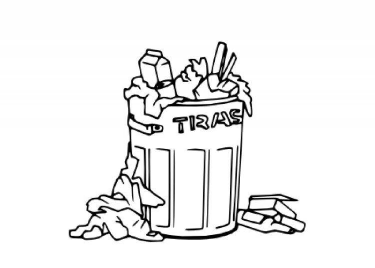 Smooth trash can coloring page
