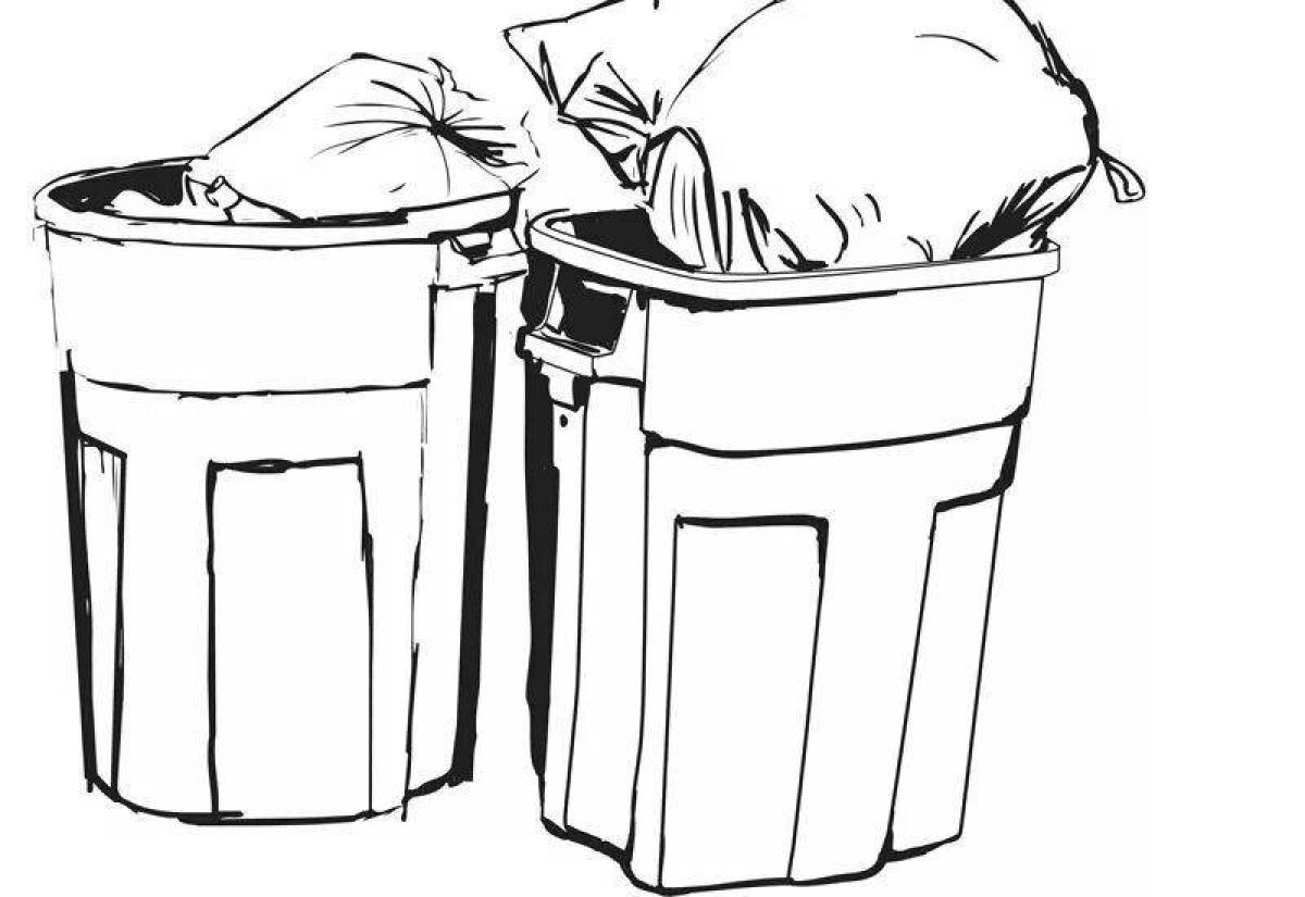 Glitter trash can coloring page