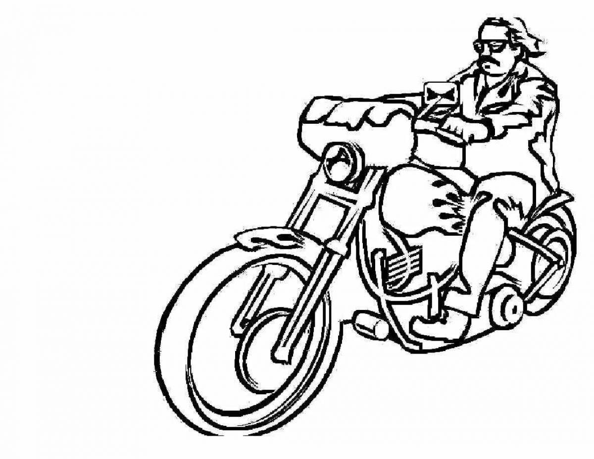 Colorful motorcycle coloring page