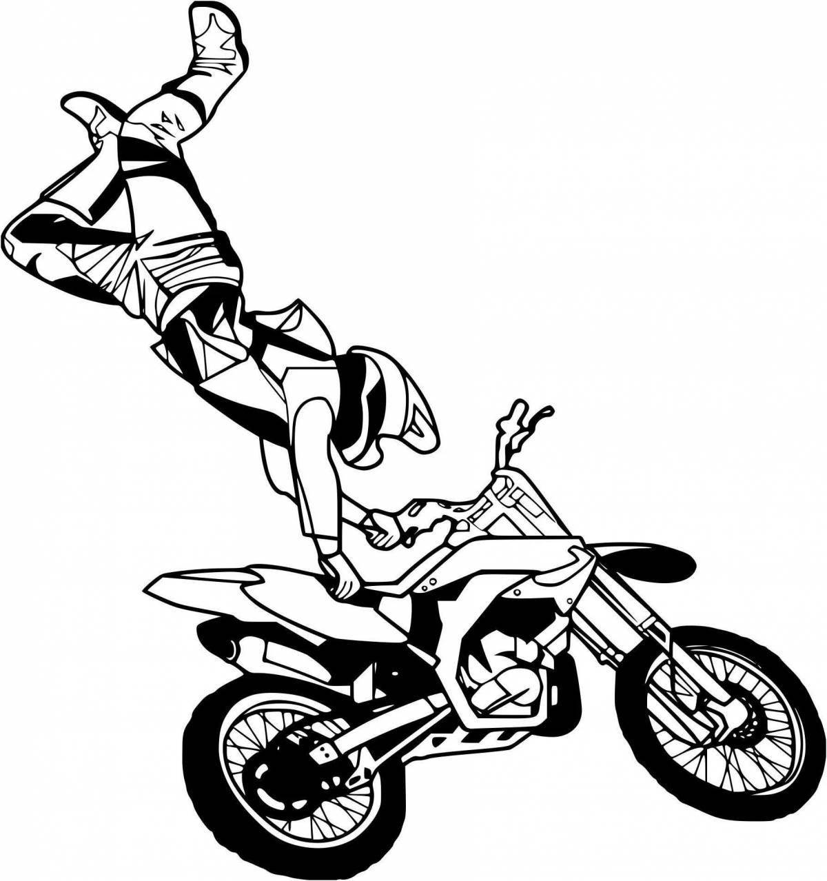 Courageous motorcyclist coloring page