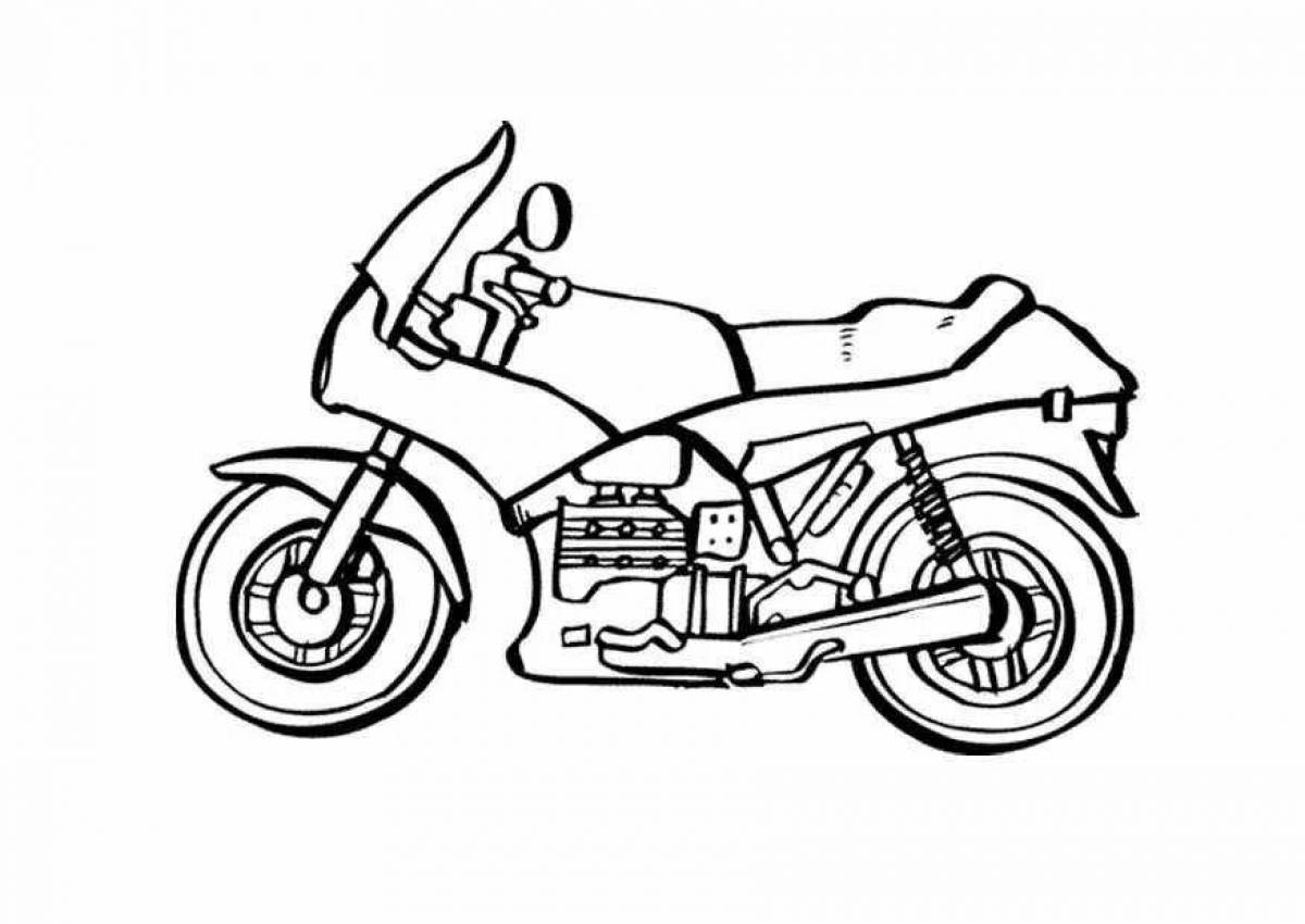 Coloring page energetic motorcyclist