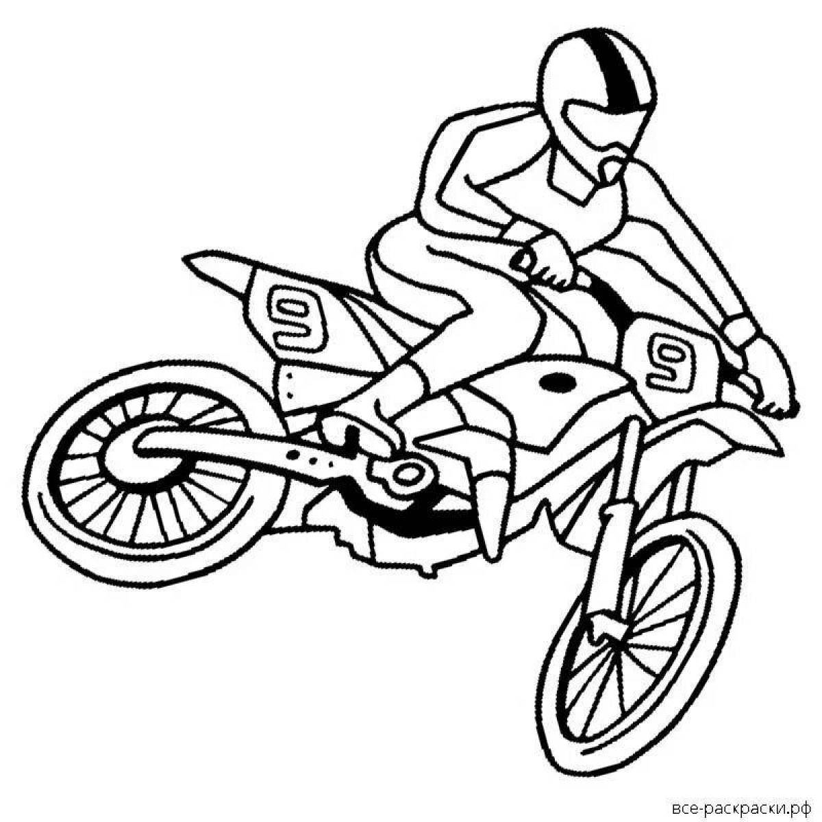 Stern motorcyclist coloring page