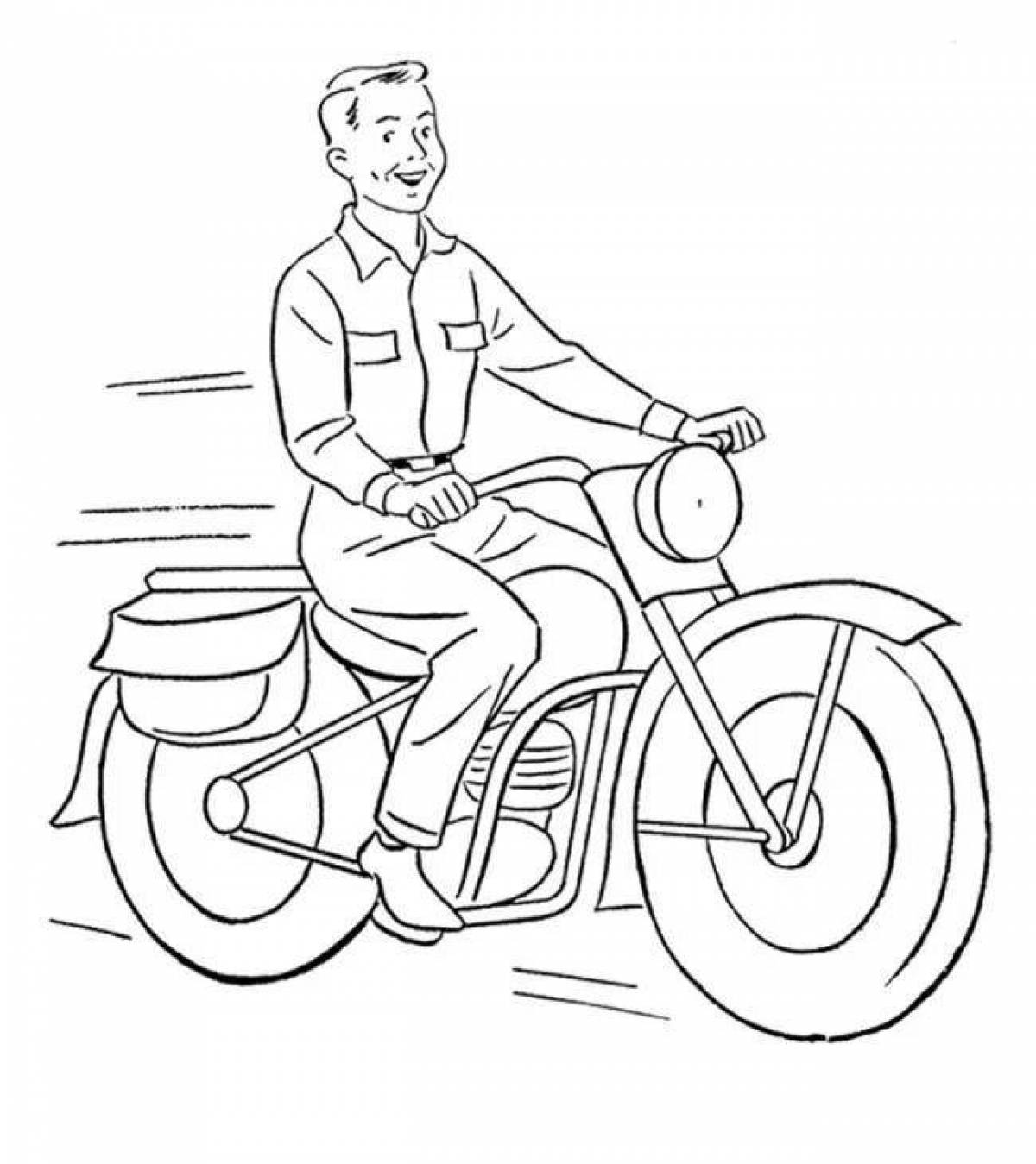 Rebel motorcyclist coloring page