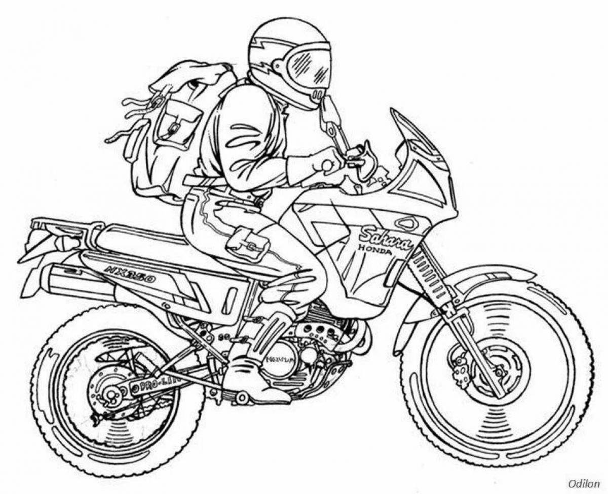 Раскраска мужественный мотоциклист