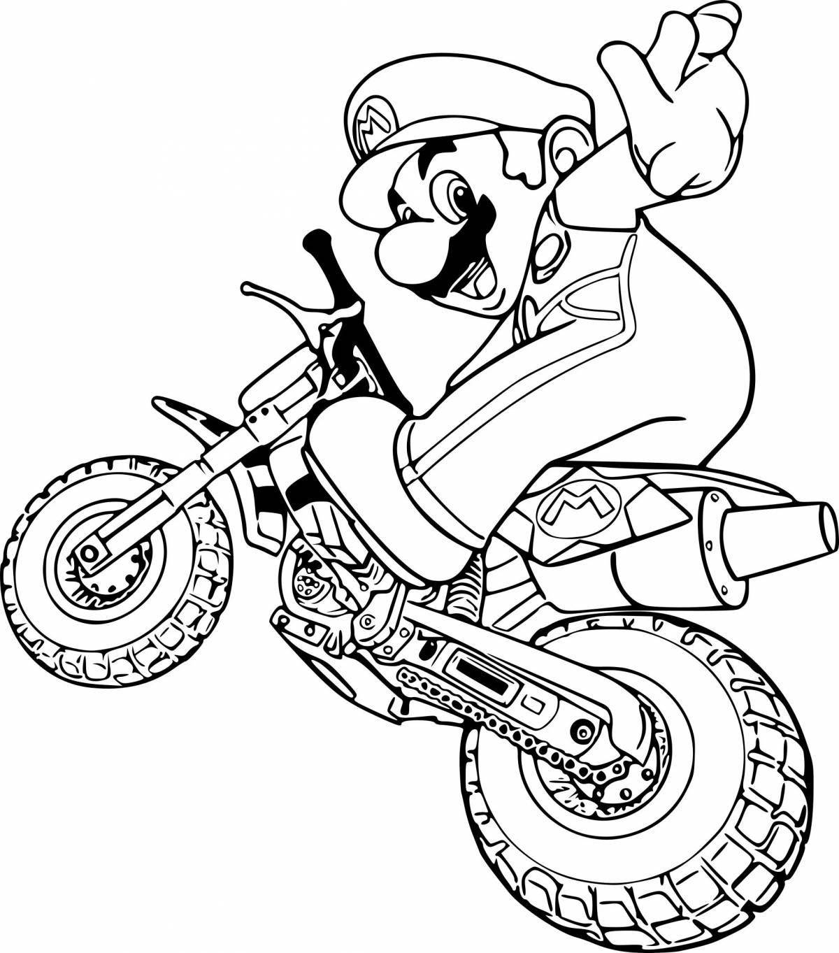 Coloring page bright motorcyclist