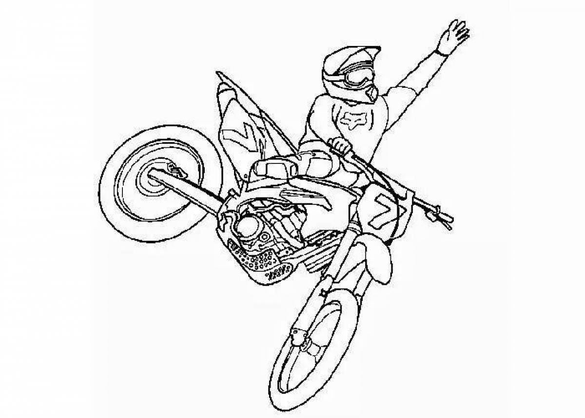 Coloring page brave motorcyclist
