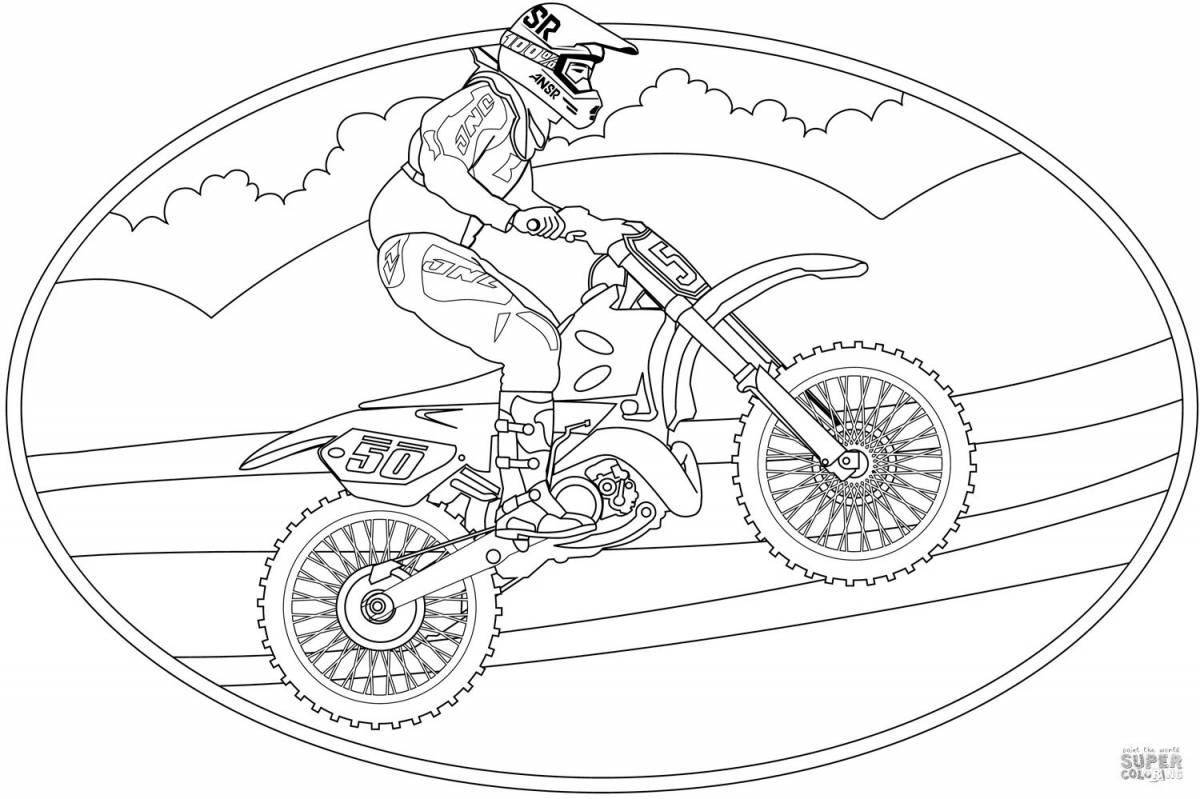 Coloring page brave motorcyclist