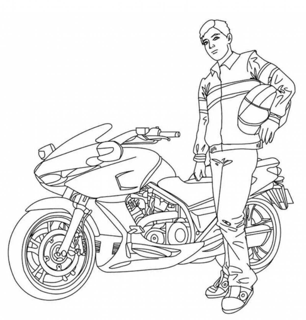 Раскраска «динамичный мотоциклист»