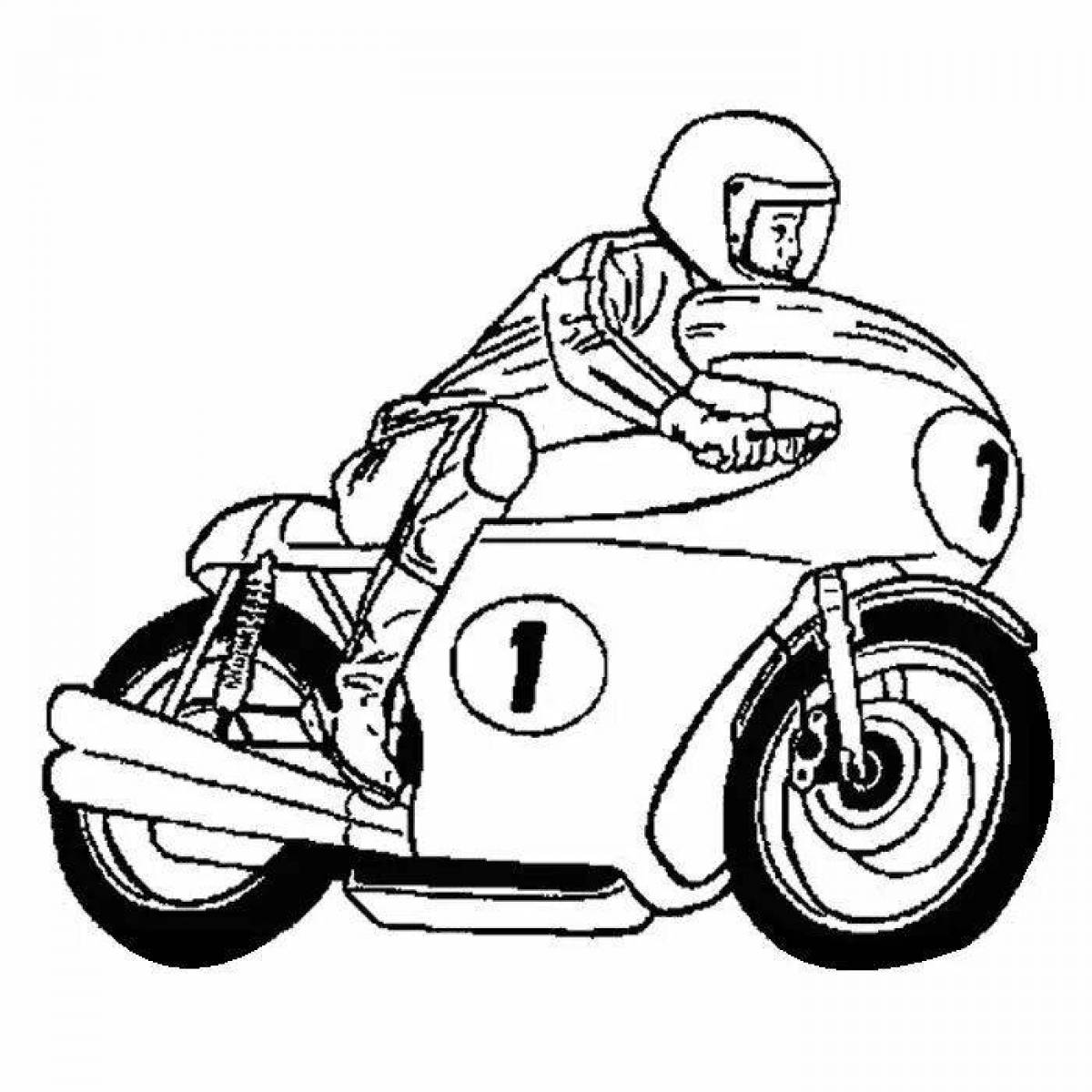 Coloring page glamorous motorcyclist