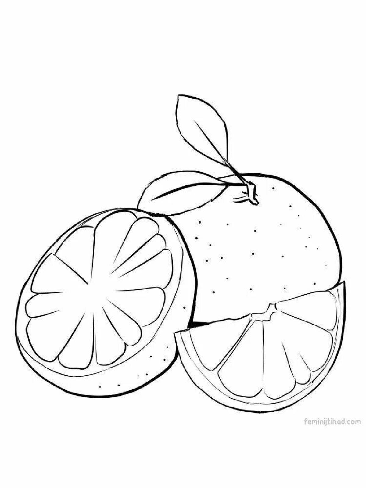 Playful grapefruit coloring page