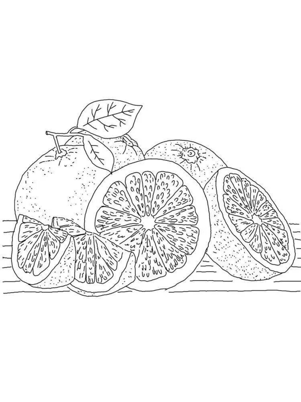 Живая страница раскраски грейпфрута