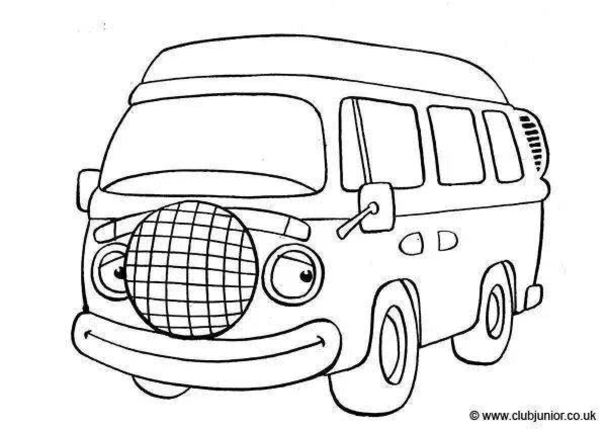Cute minibus coloring page