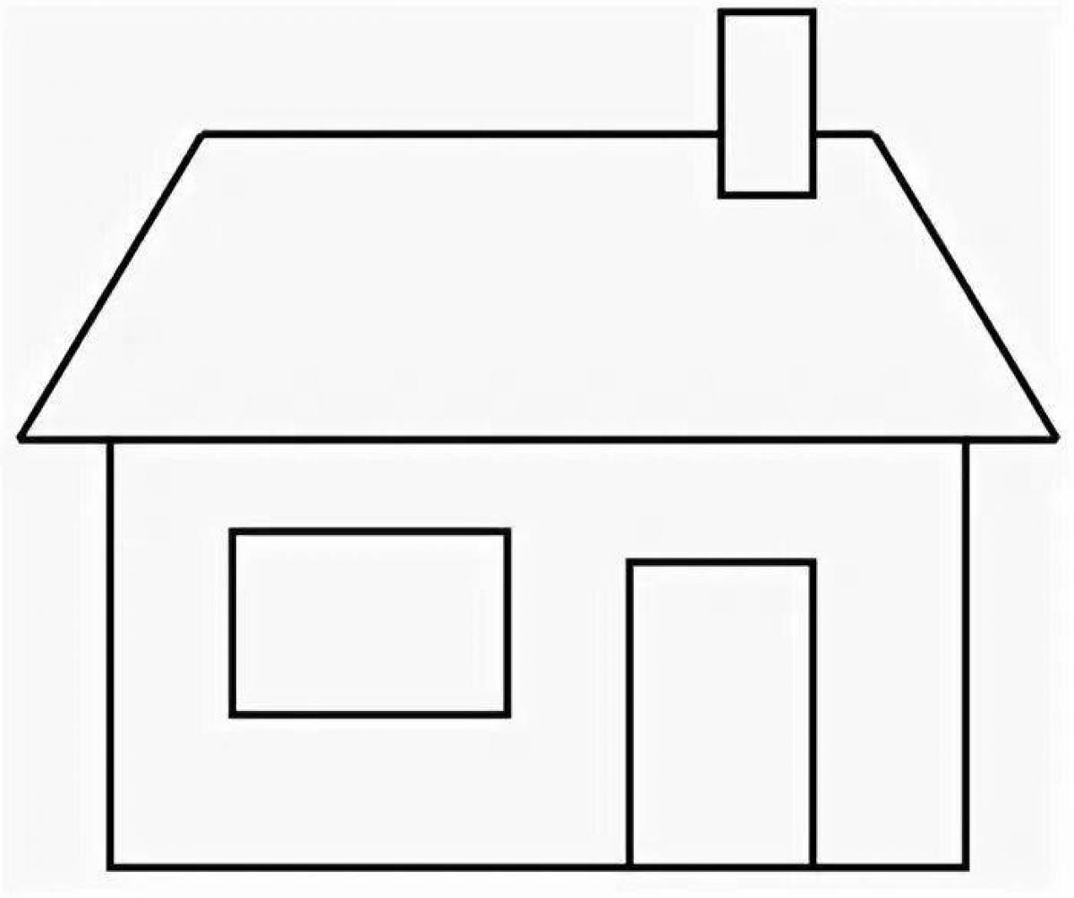Изображение домика без крыши для дорисовки детьми