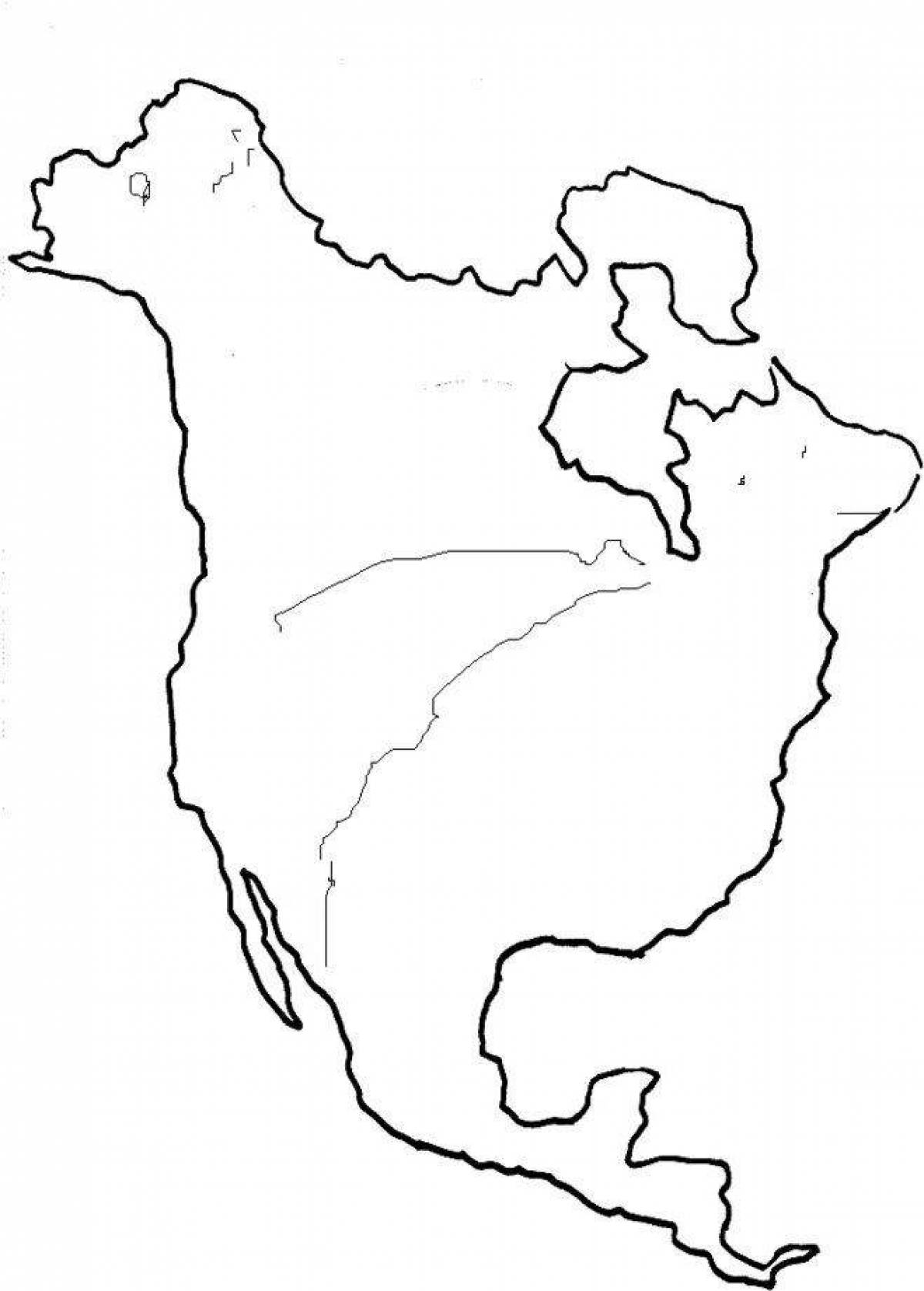 Материк Северная и Южная Америка контур