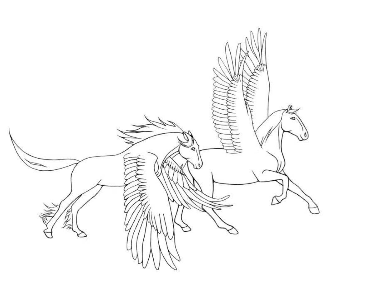 Раскраска конь Пегас для детей