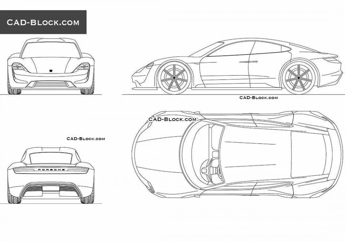 Как нарисовать порше тайкан