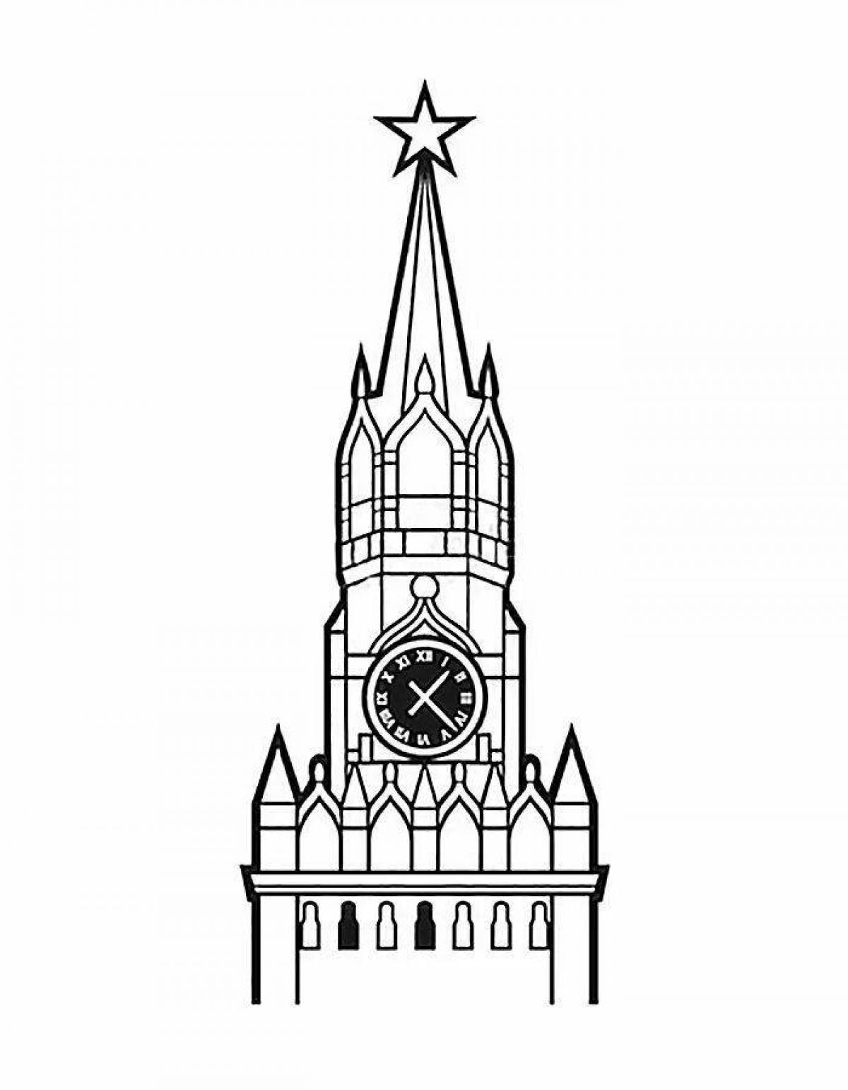Рисунок Спасской башни Кремля в Москве