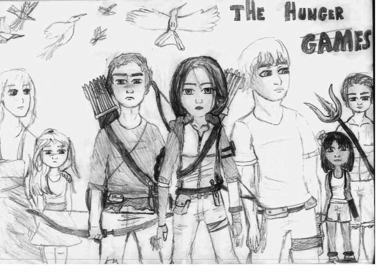 Playful hunger games coloring page