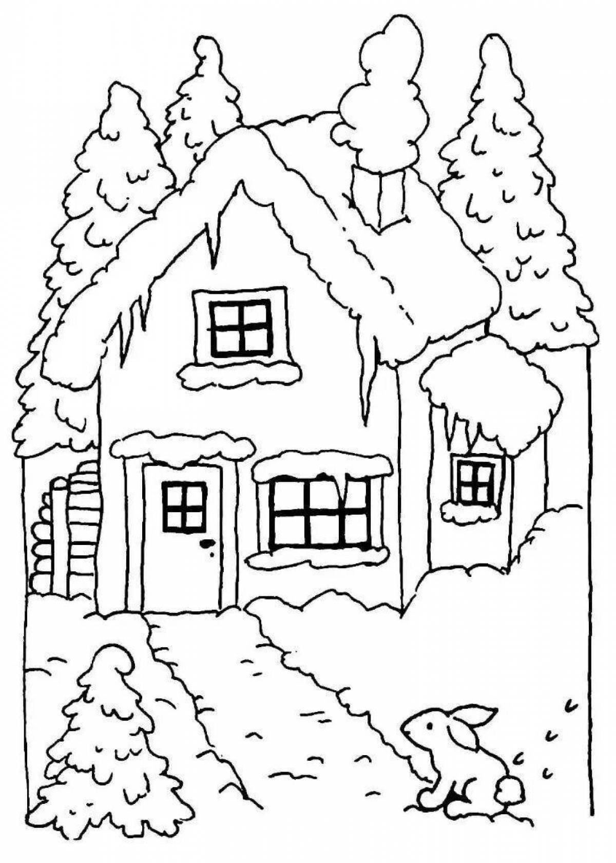 Coloring page fascinating winter evening