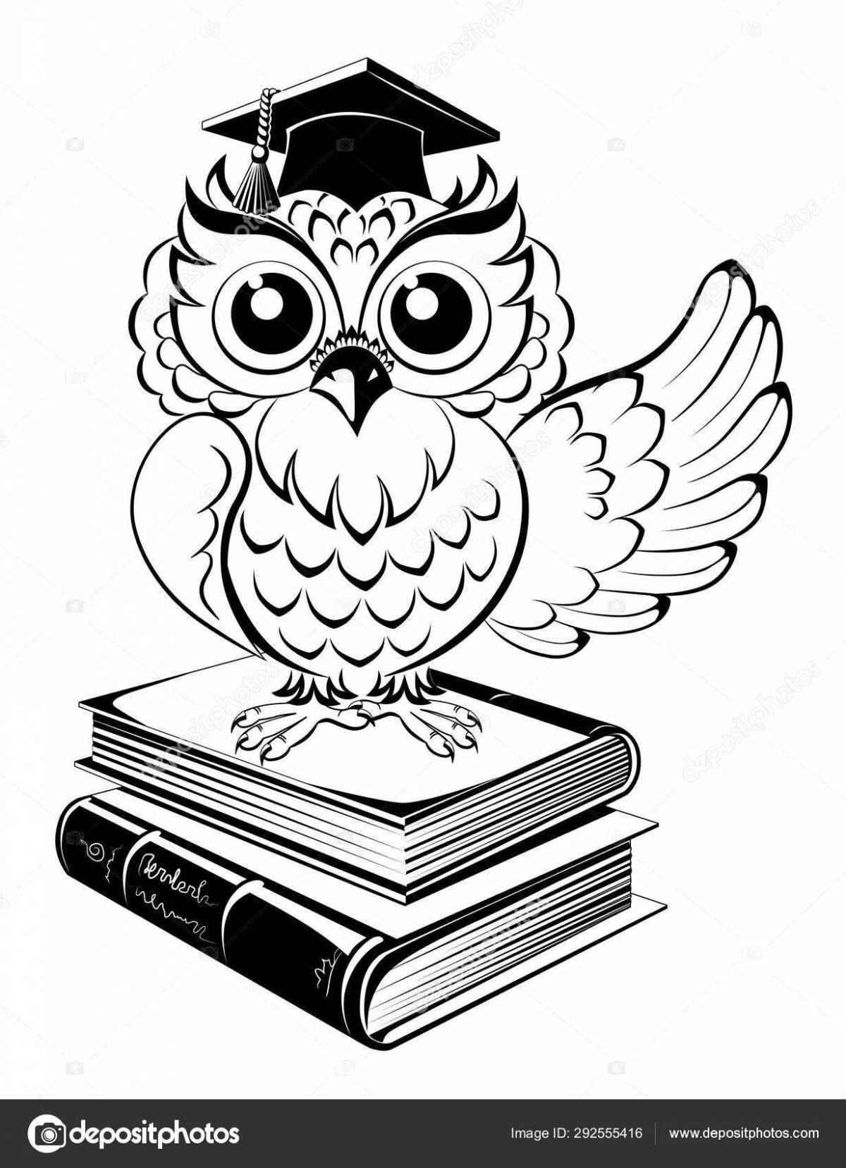 Coloring book gorgeous scientific owl
