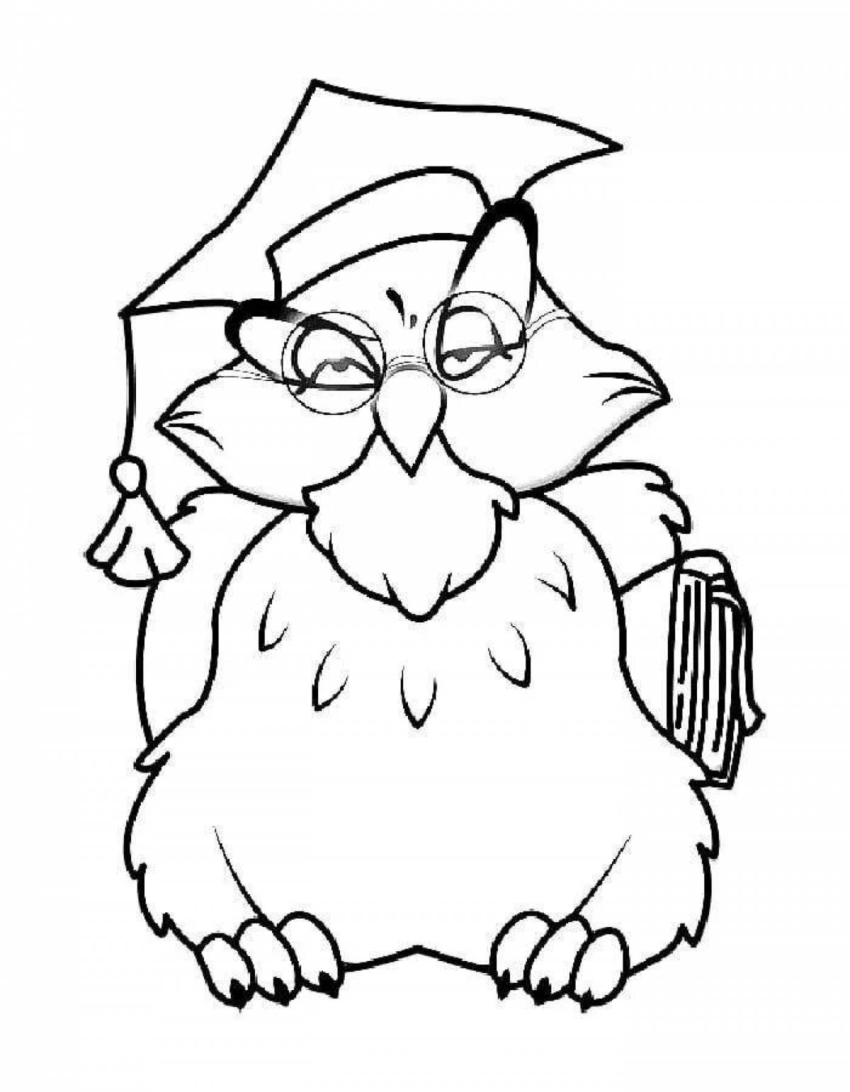 Awesome scientific owl coloring page