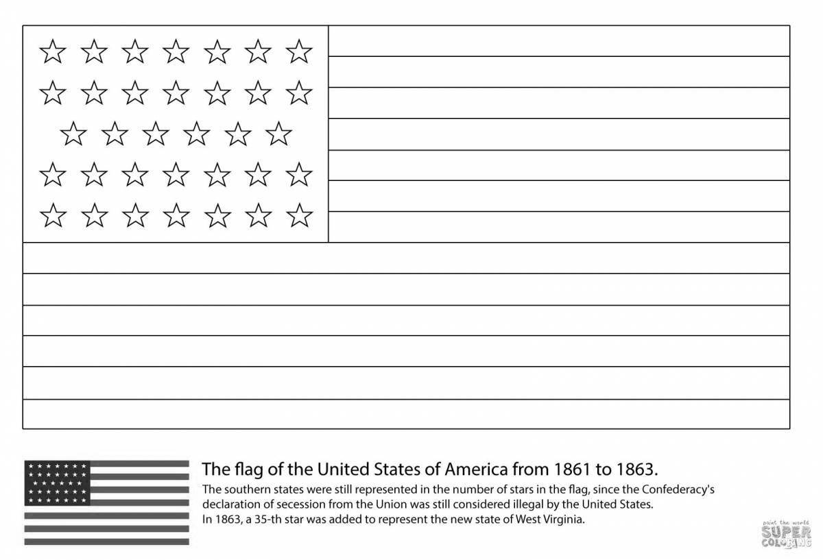 Dazzling American flag coloring page