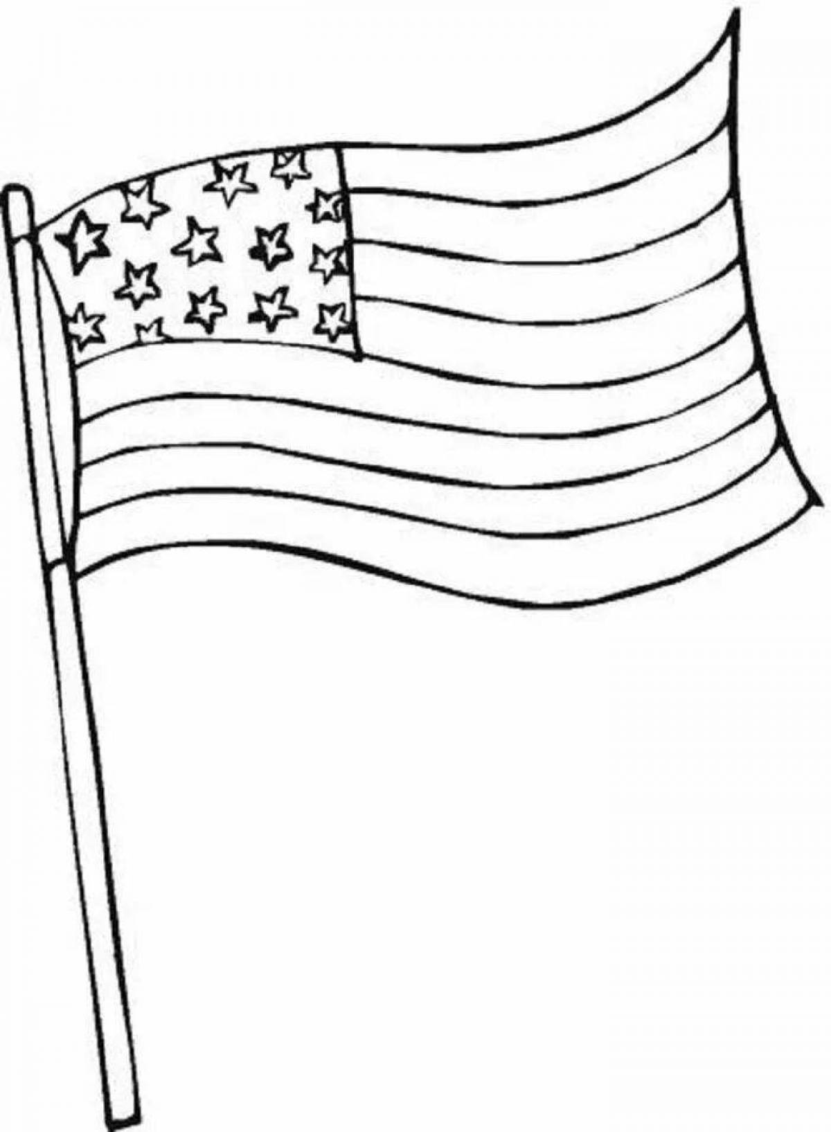 Glowing American flag coloring page