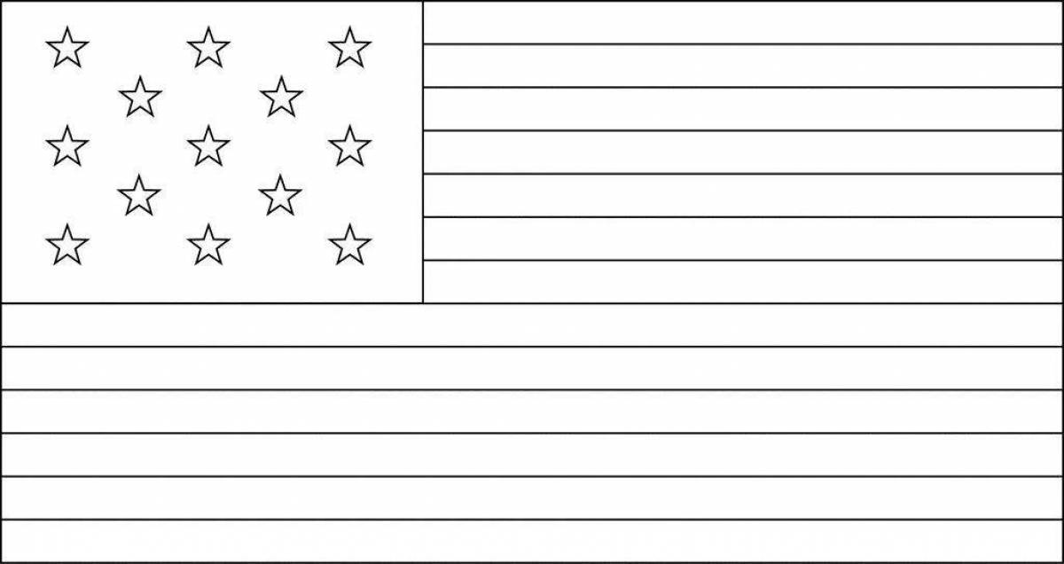 A brightly colored American flag coloring book