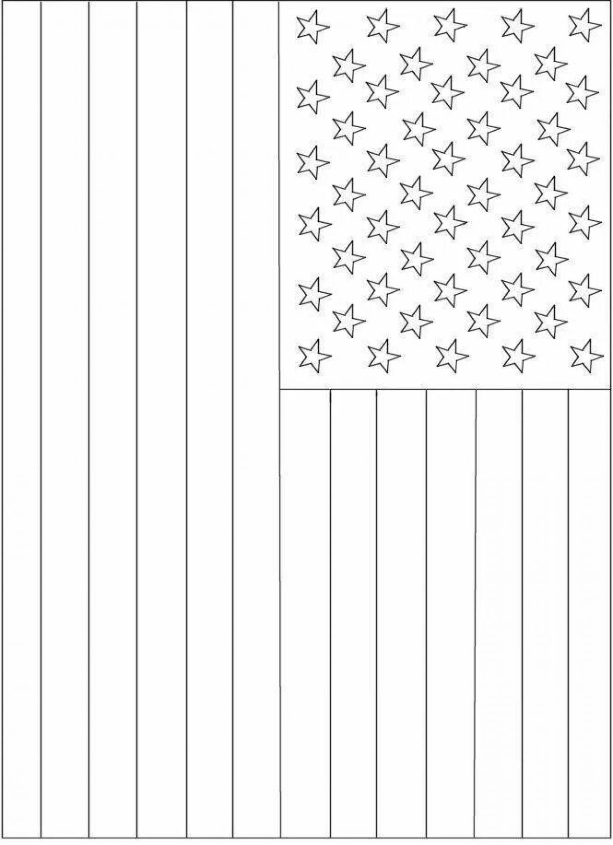 Coloring page with bright american flag