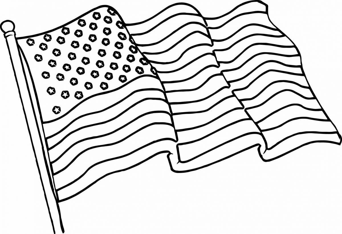 A brilliantly colored american flag coloring page