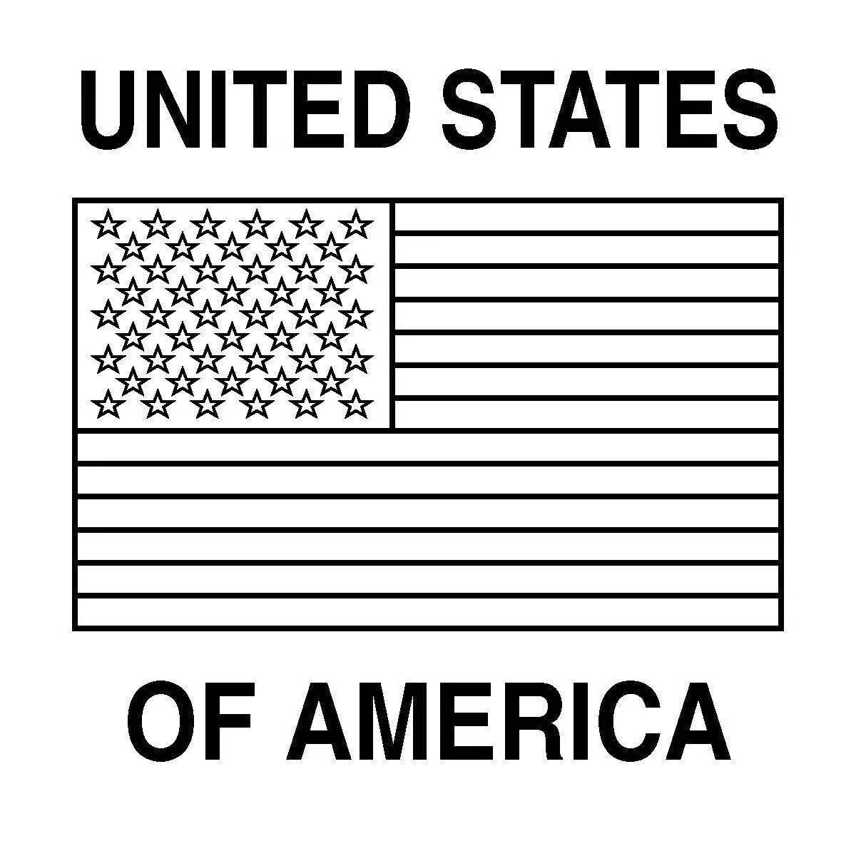 Изолированная страница раскраски американского флага для детей