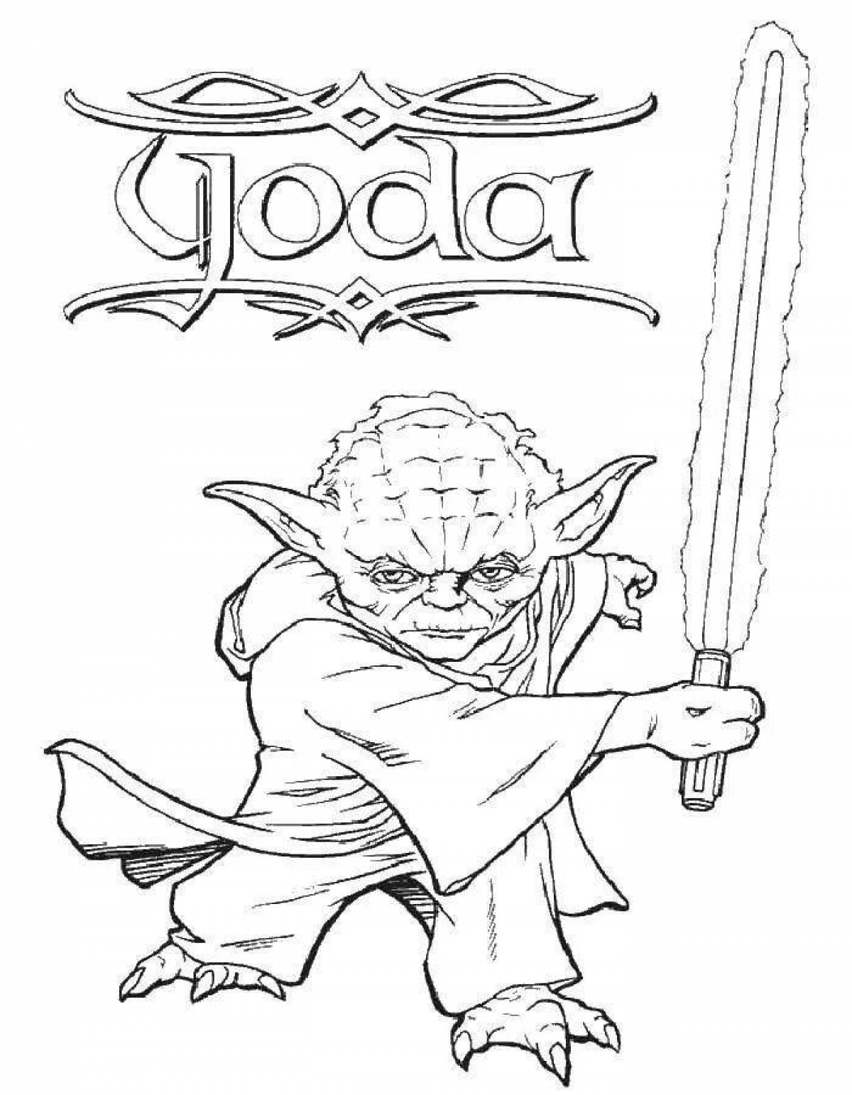 Coloring book master shining yoda