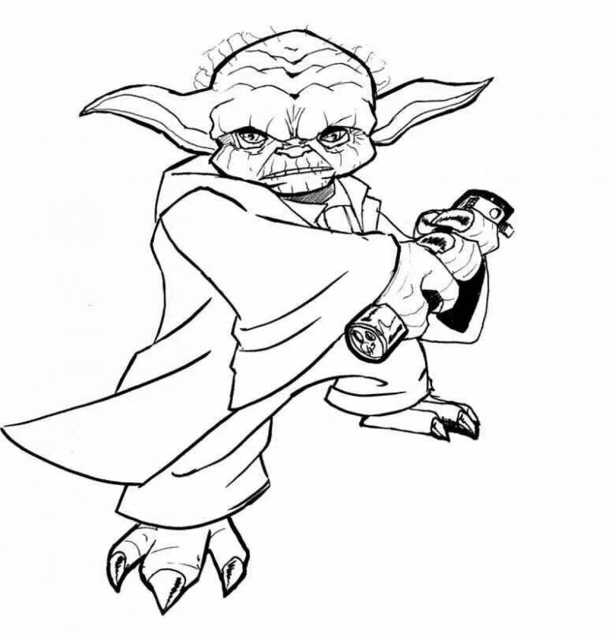 Yoda master's brightly colored coloring page