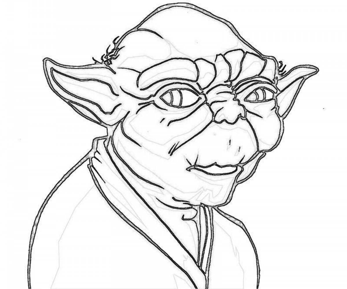 Colorfully crafted master yoda coloring page