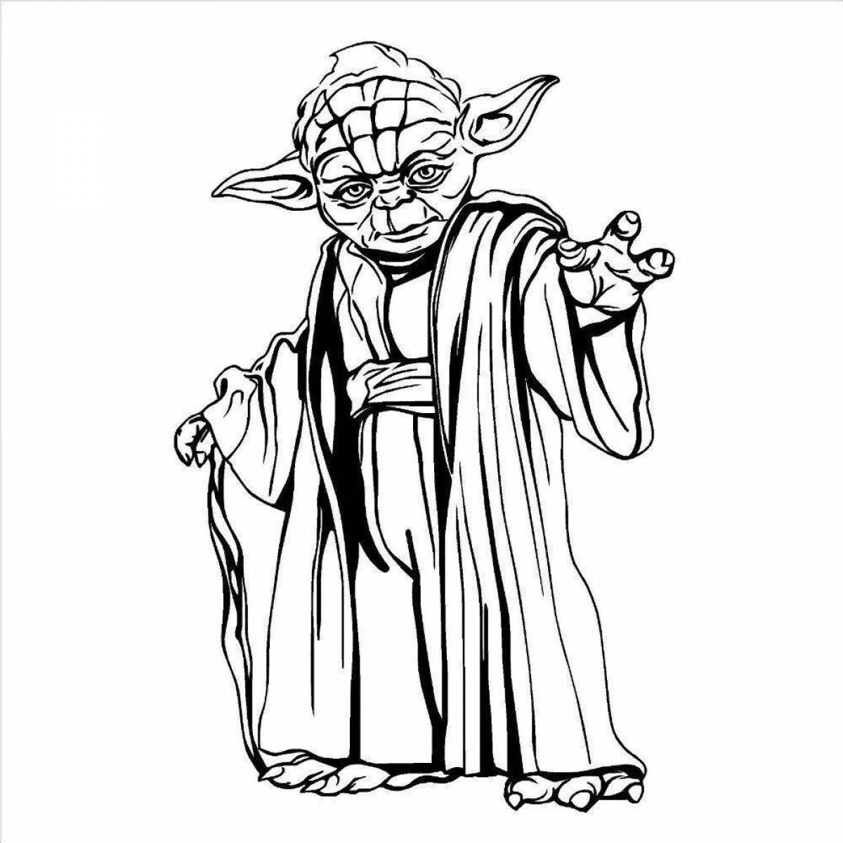 Artistically created master yoda coloring page
