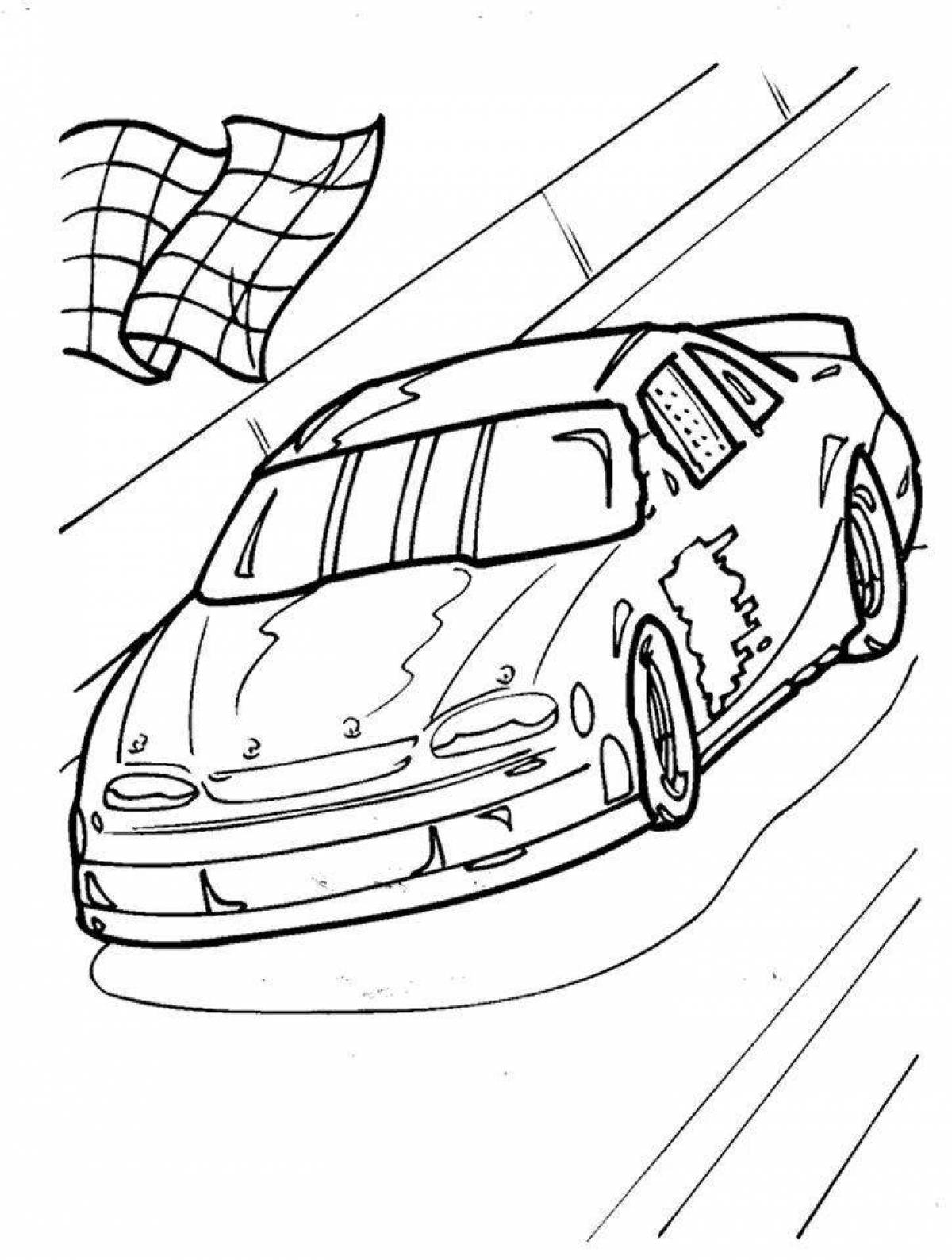 Dazzling turn on car coloring page