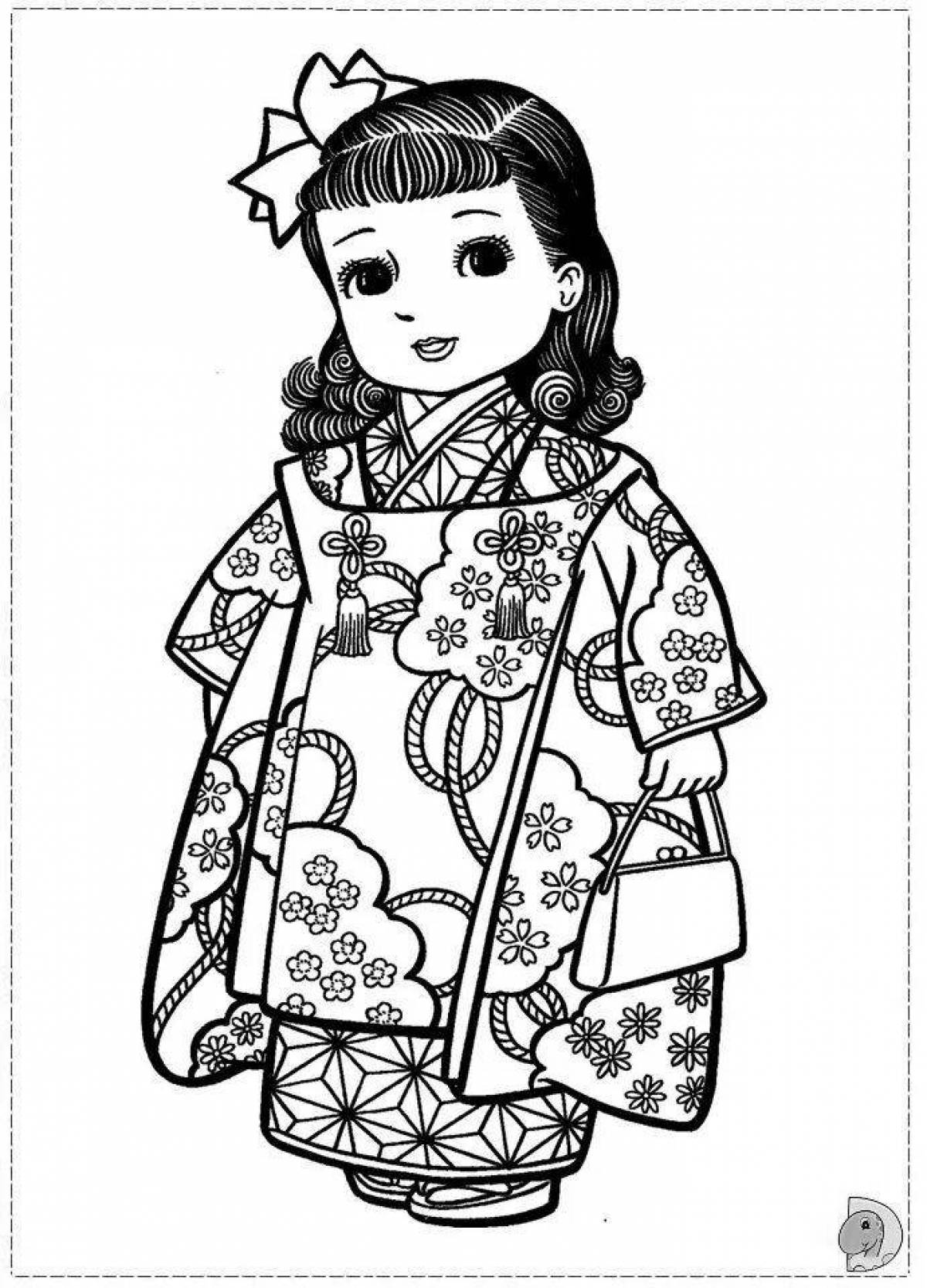 Coloring page elegant japanese girl