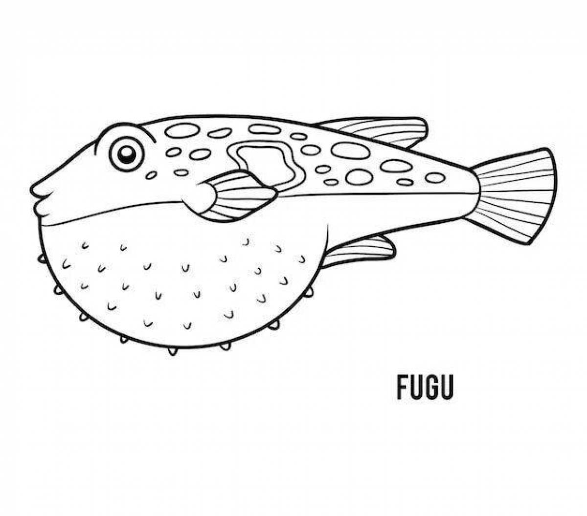 Colorful puffer fish coloring page