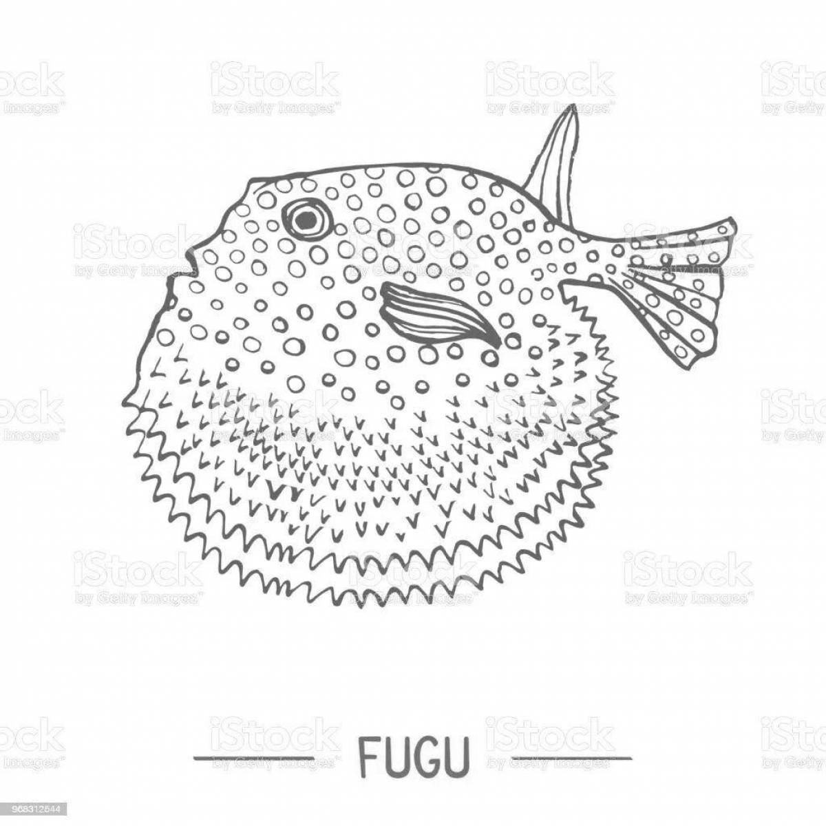 Раскраска веселая рыба фугу