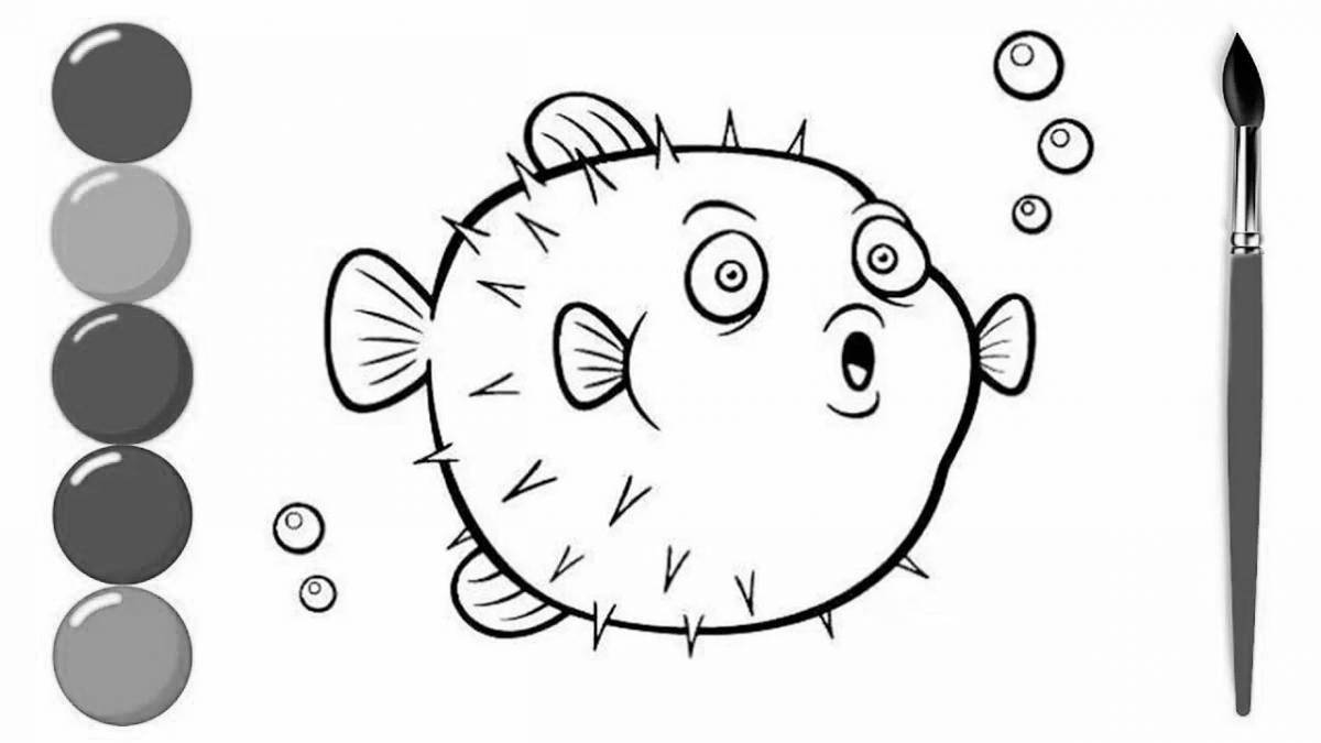 Coloring page playful puffer fish