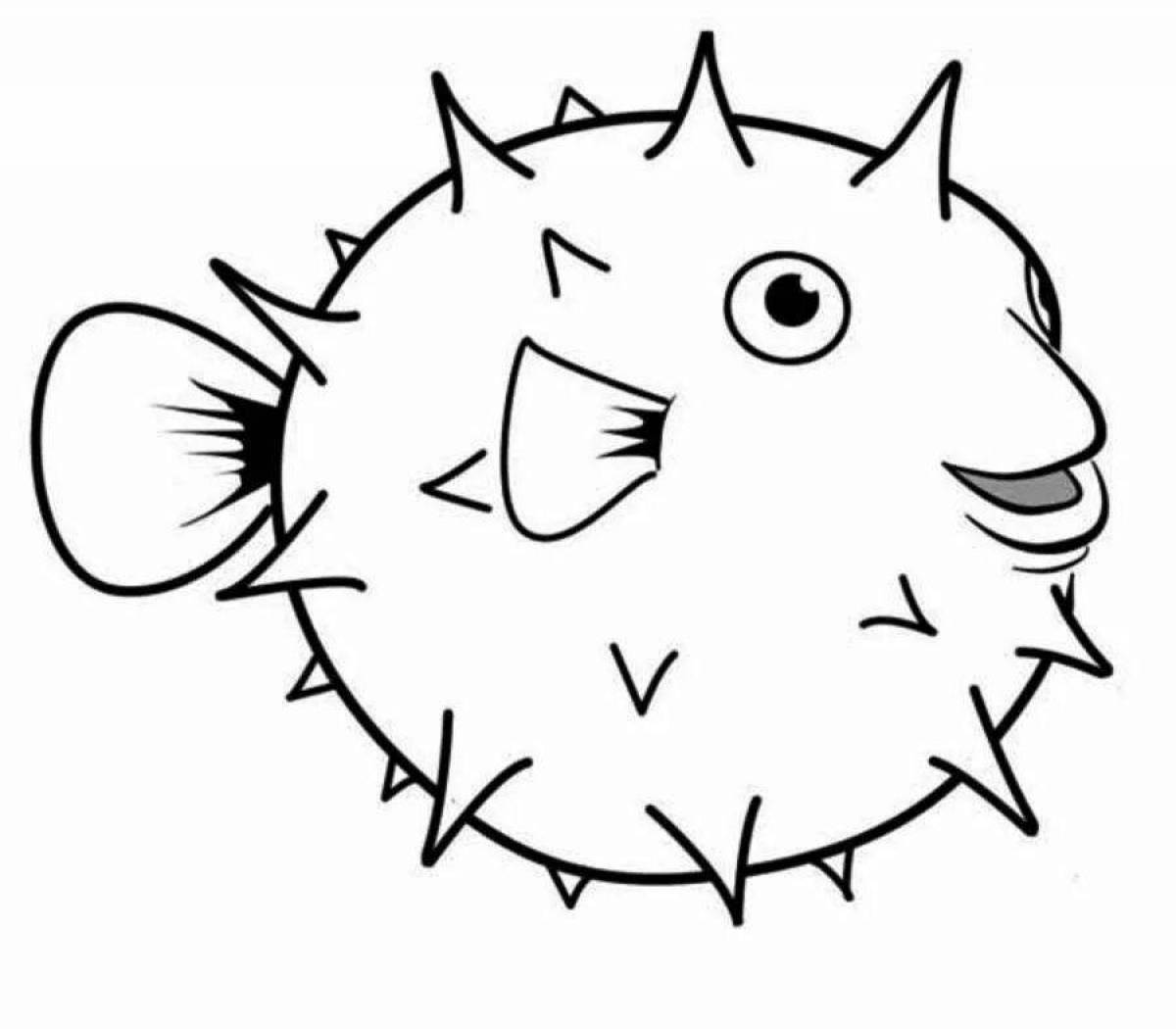 Amazing puffer fish coloring page