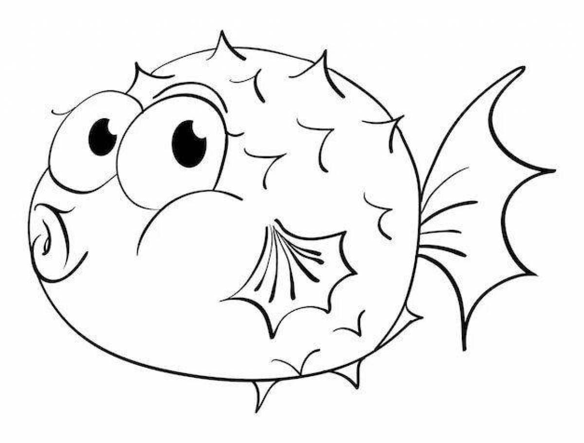 Intriguing puffer fish coloring page