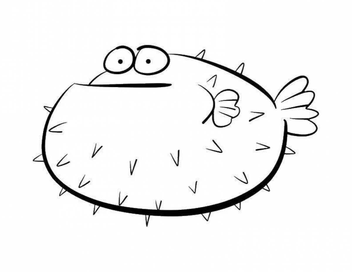 Adorable pufferfish coloring page