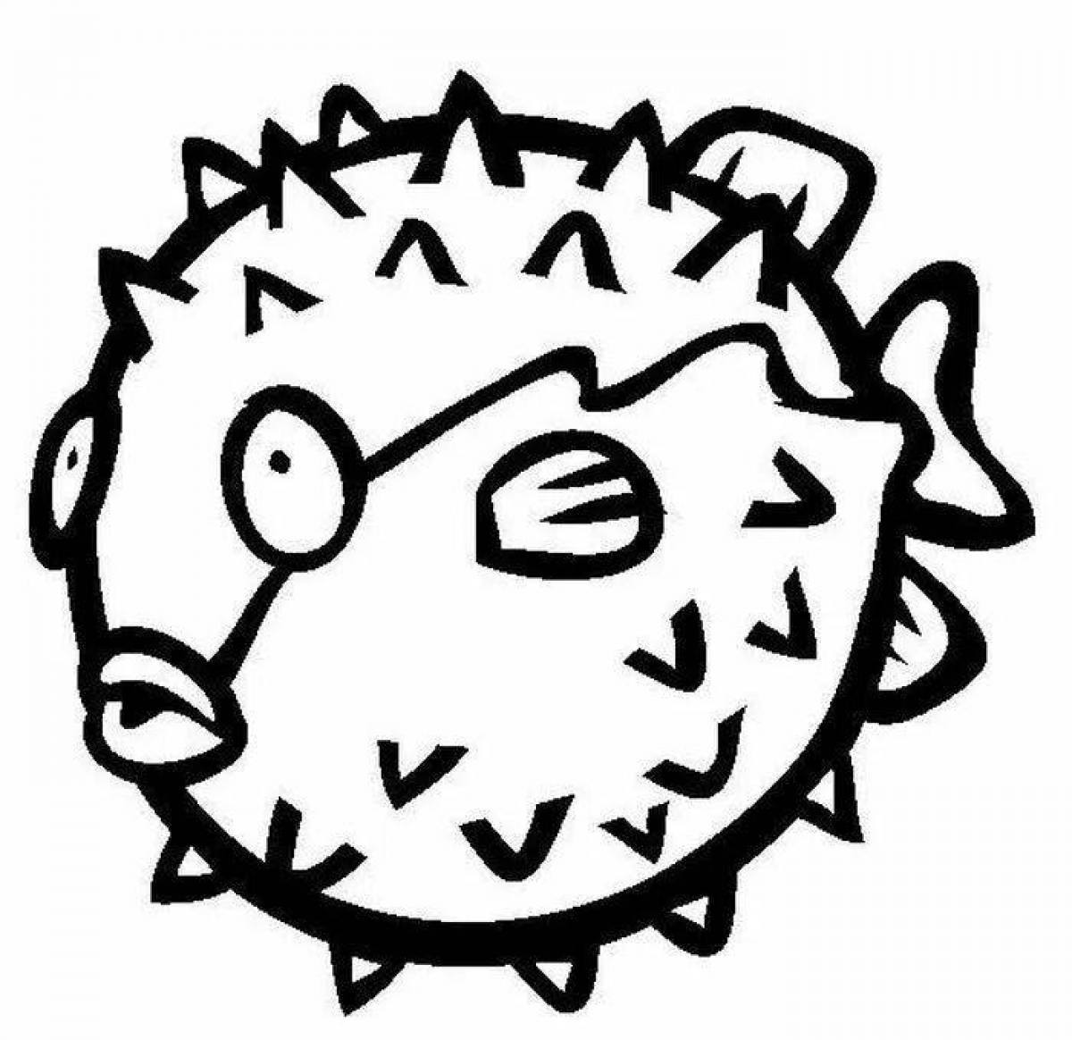 Coloring page nice puffer fish