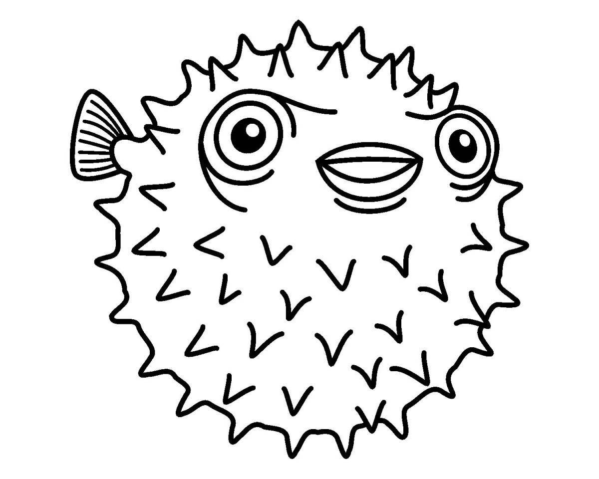 Large pufferfish coloring page